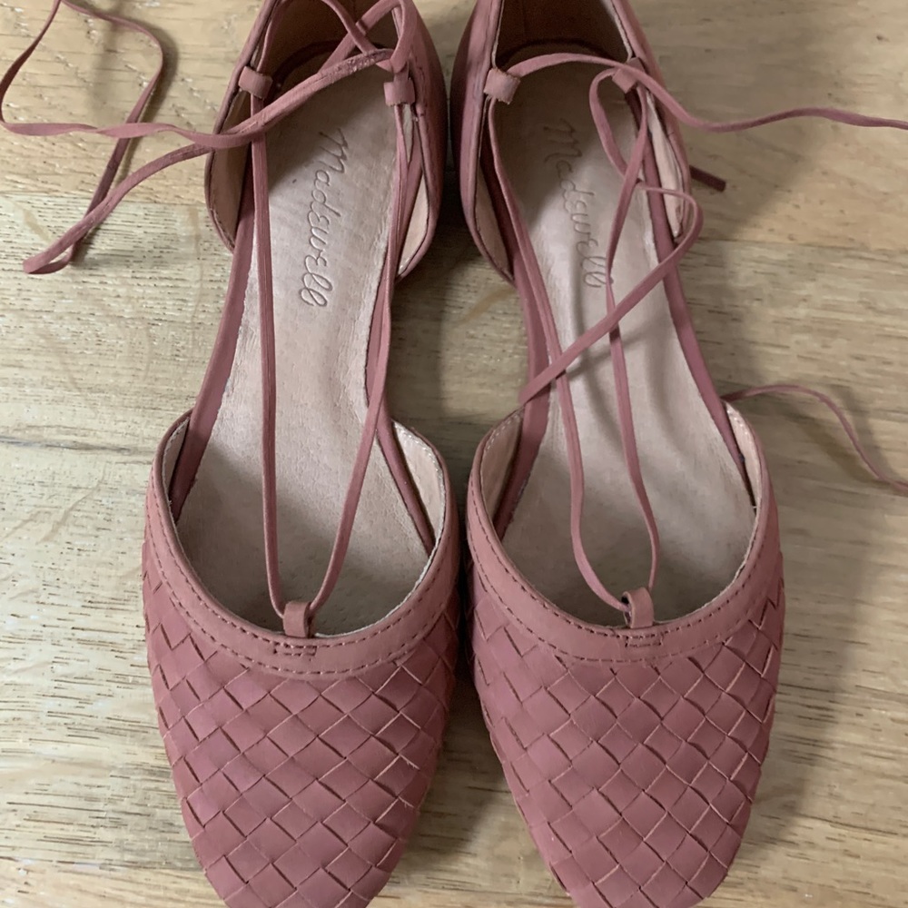 Madewell Celina Ballet flats lace up 5.5 warm umber